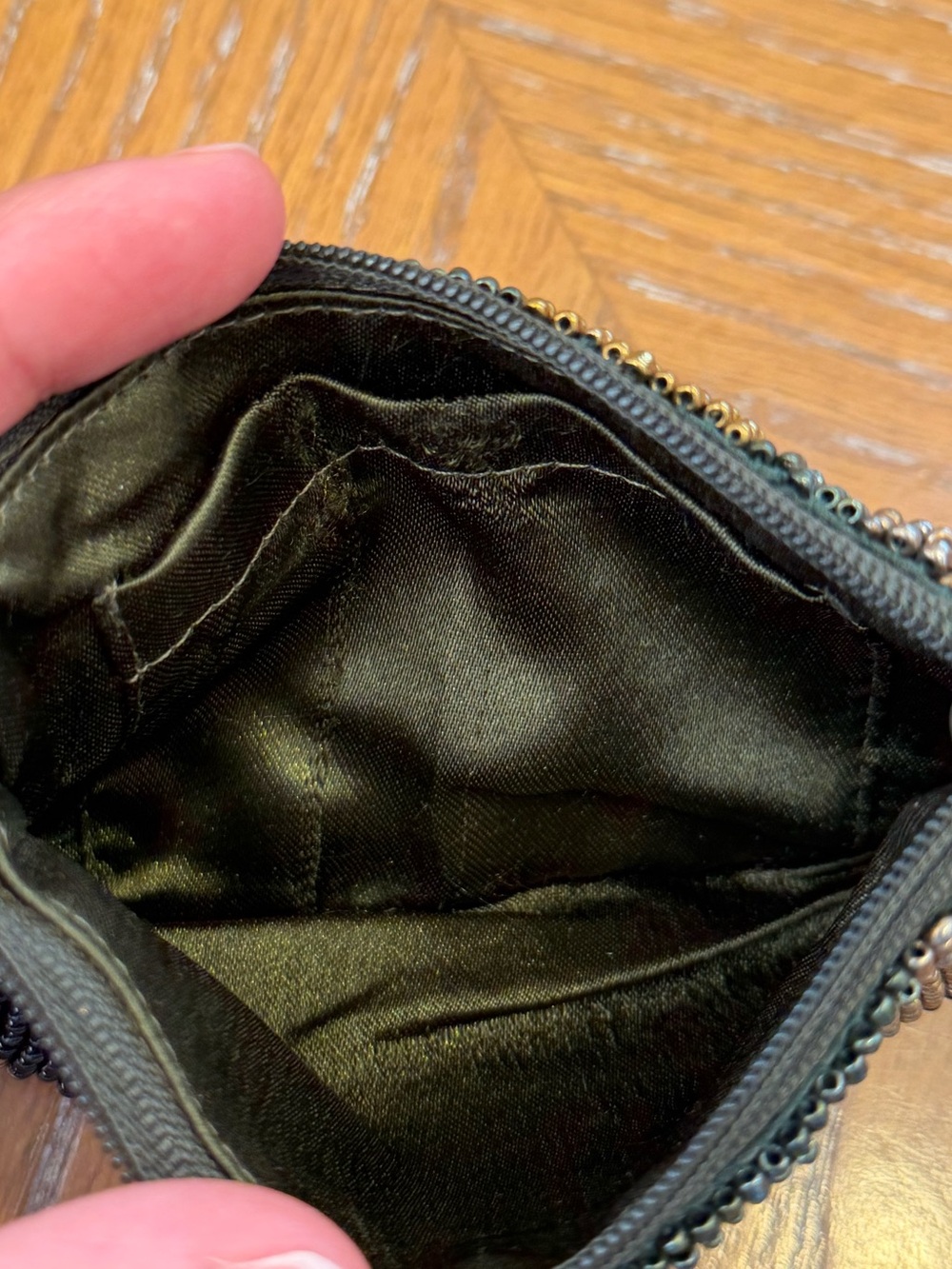 Moyna Beaded Green Camouflage Coin Purse Pouch - Picture 10 of 11